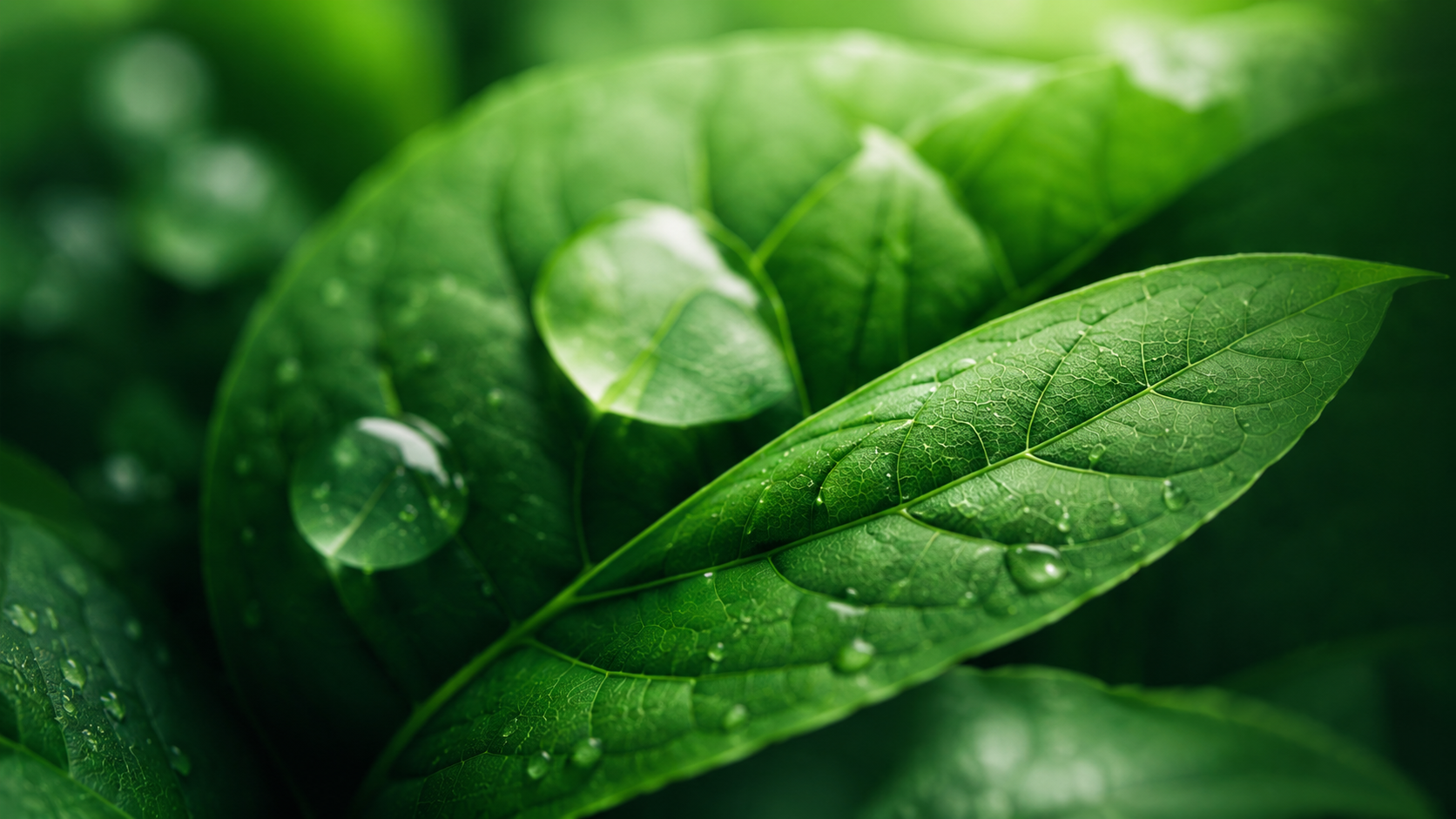 Leaf with water droplets